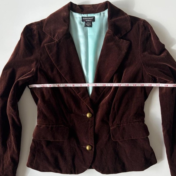 GUESS ORIGINALS Vintage Velvet Blazer Jacket in Brown - Picture 5 of 9